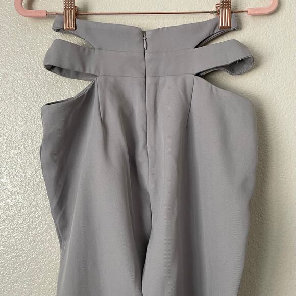 Camila‎ Coelho Pants Womens XS Gray Cecile Cut Out Cropped High Rise Straight - Picture 7 of 10